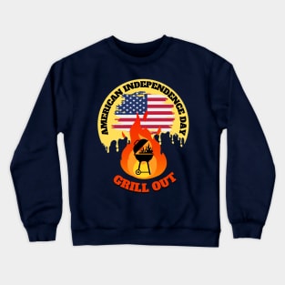 American independence day with flag and bbq grill out night Crewneck Sweatshirt